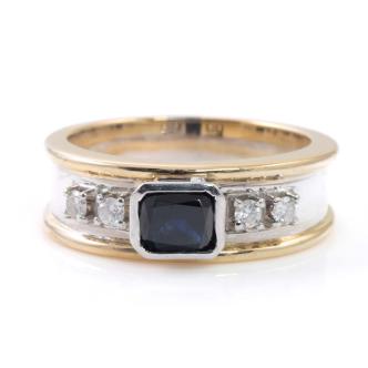 1.00ct Sapphire and Daimond Mens Ring