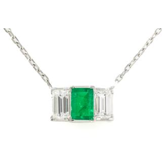 0.37ct Emerald and Diamond Pendant