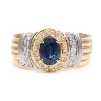 1.19ct Blue Sapphire and Diamond Ring