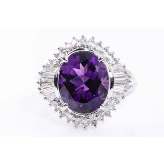 3.65ct Amethyst and Diamond Ring