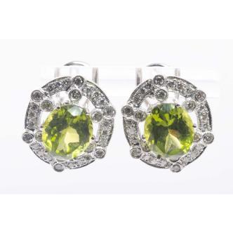 7.38ct Peridot and Diamond Earrings