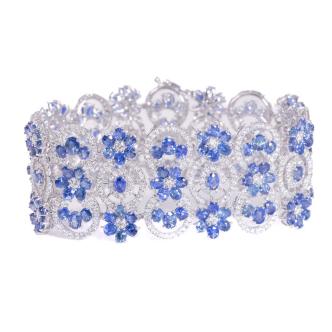 42.80ct Blue Sapphire and Diamond Bracelet