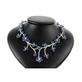 36.86ct Blue Sapphire & Diamond Necklace