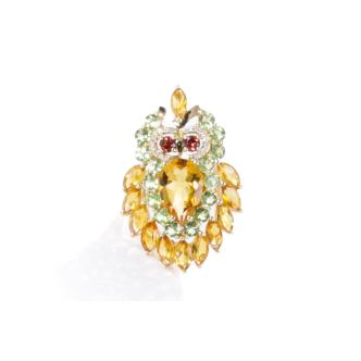 Citrine, Peridot, Garnet and Diamond Ring