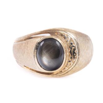 2.75ct Black Star Sapphire Mens Ring