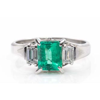 1.18ct Emerald and Diamond Ring