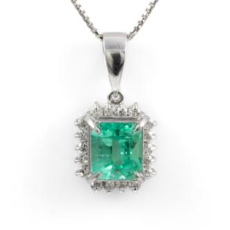 1.27ct Emerald and Diamond Pendant