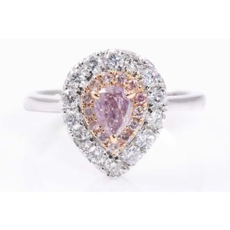 0.50ct Centre Fancy Purple Pink Diamond Halo Ring GIA