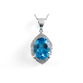 12.45ct Blue Topaz and Diamond Pendat