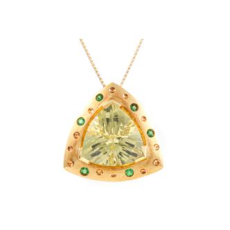 7.40ct Lemon Quartz and Tsvorite Pendant