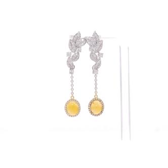 Opal and Diamond Dangle Earrings