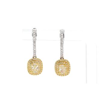 1.03ct Yellow and White Diamond Earrings