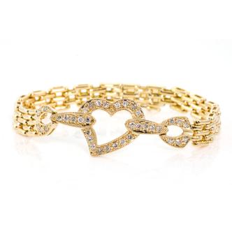 Heart Diamond Bracelet, 18ct Gold 24.4g