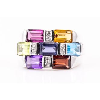 3.57ct Mixed Gemstones and Diamond Ring
