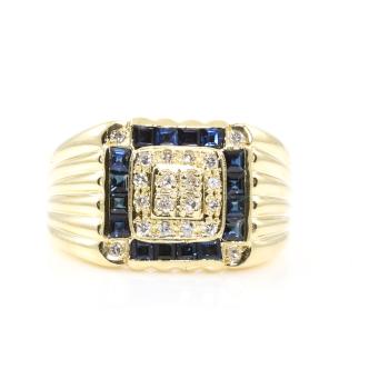 Sapphire and Diamond Mens Ring 13.6g