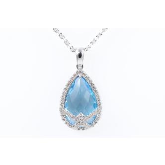 4.64ct Blue Topaz and Diamond Pendant