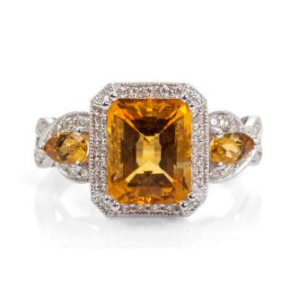 3.30ct Citrine and Diamond Ring