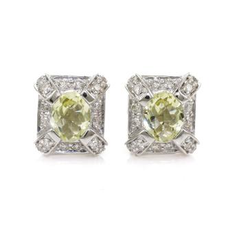 0.66ct Lemon Quartz and Diamond Earrings