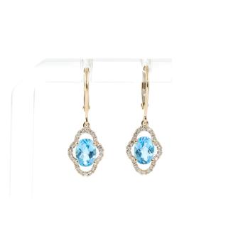 2.06ct Blue Topaz and Diamond Earrings