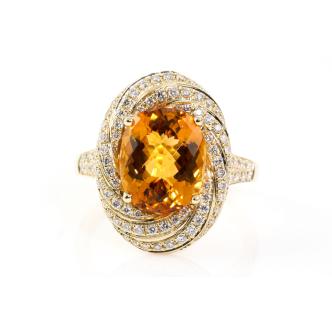3.98ct Citrine and Diamond Ring