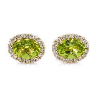1.77ct Peridot and Diamond Earrings