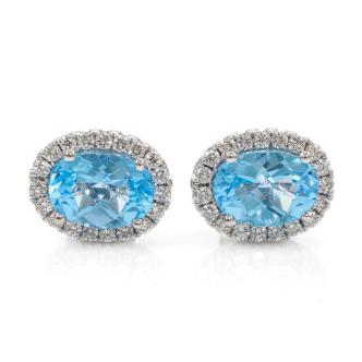 2.09ct Blue Topaz and Diamond Earrings