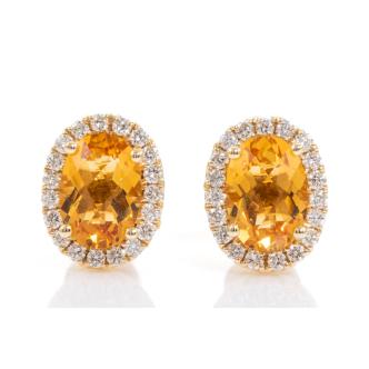 1.51ct Citrine and Diamond Earrings