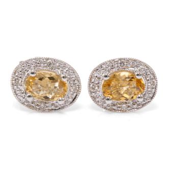 0.85ct Citrine and Diamond Earrings