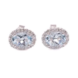1.41ct Aquamarine and Diamond Earrings