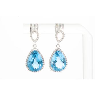9.22ct Blue Topaz and Diamond Earrings