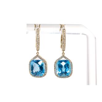 8.20ct Blue Topaz and Diamond Earrings