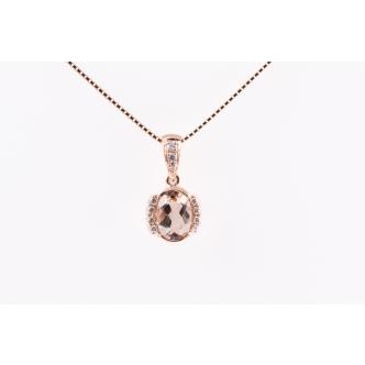 0.67ct Morganite and Diamond Pendant
