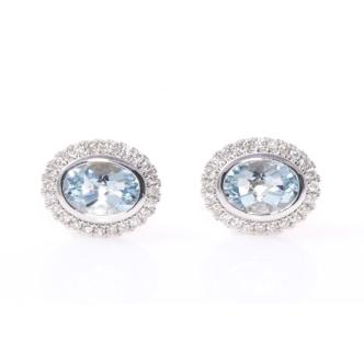 1.48ct Aquamarine and Diamond Earrings