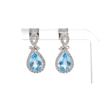 2.87ct BlueTopaz and Diamond Earrings