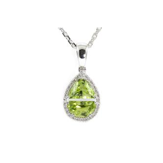 1.36ct Peridot and Diamond Pendant