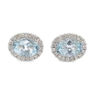 1.39ct Aquamarine and Diamond Earrings