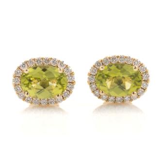 1.71ct Peridot and Diamond Earrings