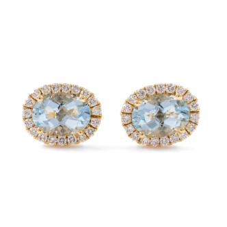 1.32ct Aquamarine and Diamond Earrings