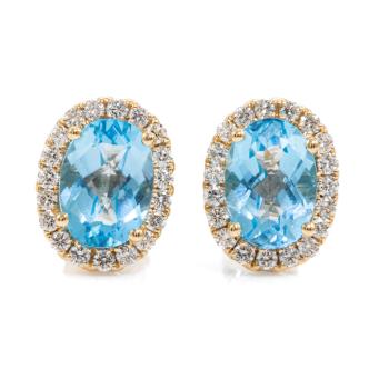 2.11ct Blue Topaz and Diamond Earrings