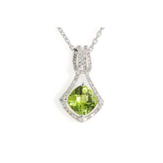 1.32ct Peridot and Diamond Pendant