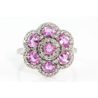 2.85ct Pink Sapphire and Diamond Ring