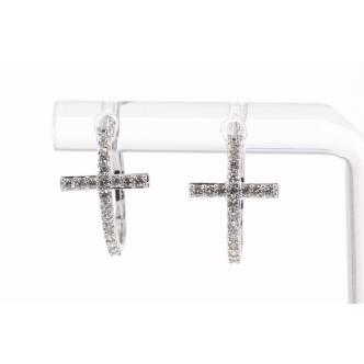 0.36ct Diamond Hoop Cross Earrings
