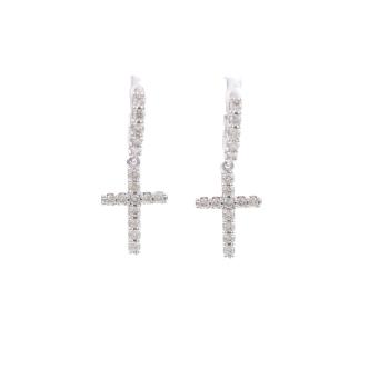 0.65ct Diamond Hoop & Cross Earrings