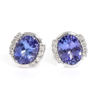 1.45ct Tanzanite and Diamond Earrings