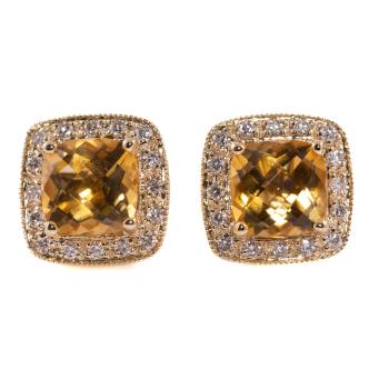 1.87ct Citrine and Diamond Earrings