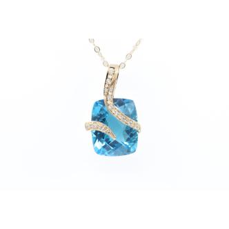 13.35ct Blue Topaz and Diamond Pendant