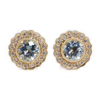0.90ct Aquamarine and Diamond Earrings