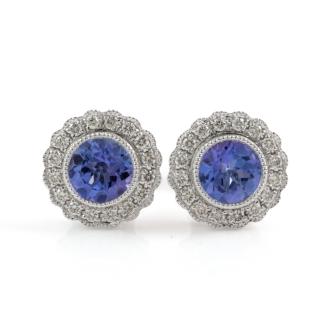 0.89ct Tanzanite and Diamond Earrings