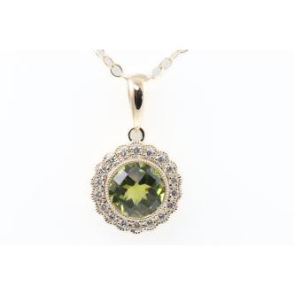 1.50ct Peridot and Diamond Pendant