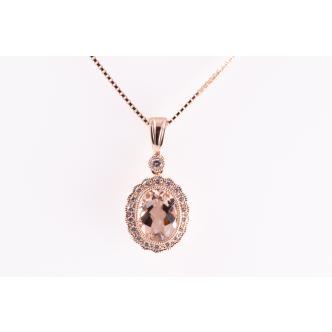 1.03ct Morganite and Diamond Pendant